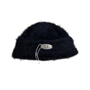 Diesel Black Metal Logo Knitted Hat